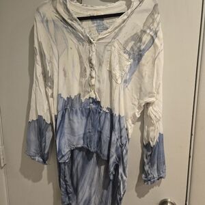 Scandal Italy Silk Blue and White Women's Top